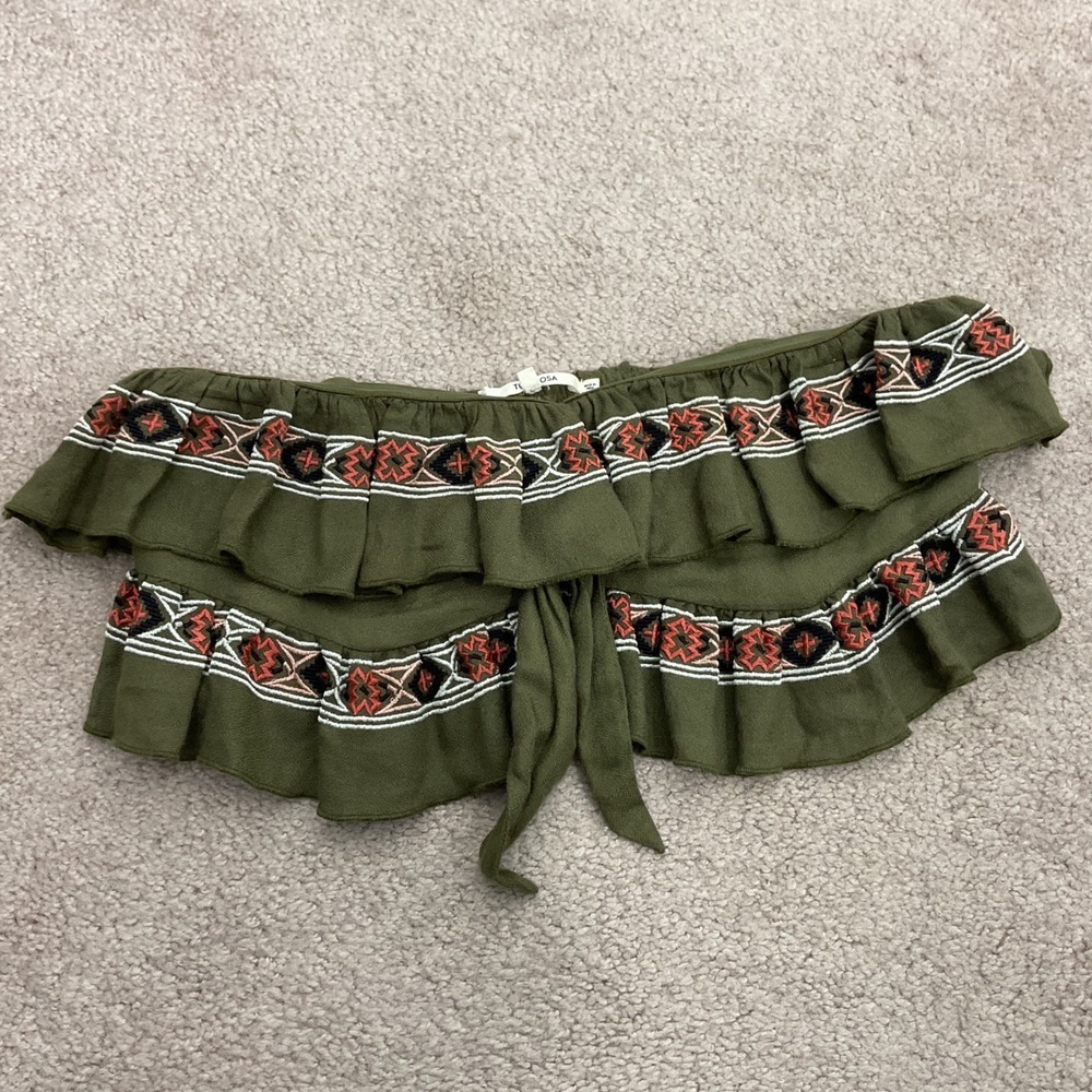 Tularosa Maddie Embroidered Ruffle Bandeau Top Small